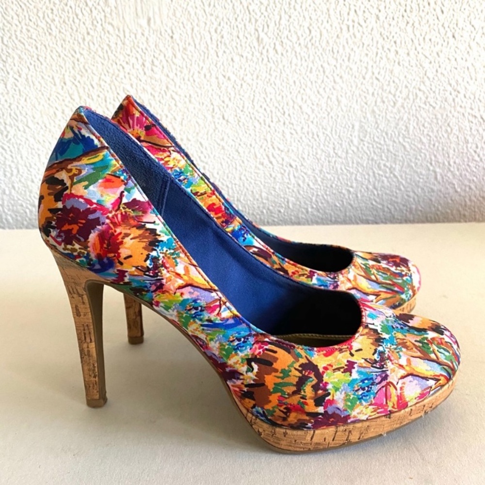 Colorful Cork Bottom Heels